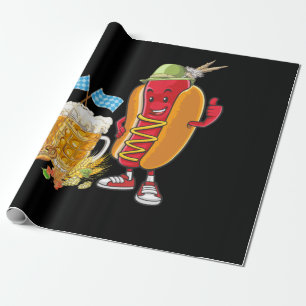 Papier Cadeau Allemand Hotdog Bavaria Drapeau Oktoberfest Wurst