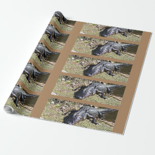 Papier Cadeau Alligator des Everglades en mosaïque dans l'herbe