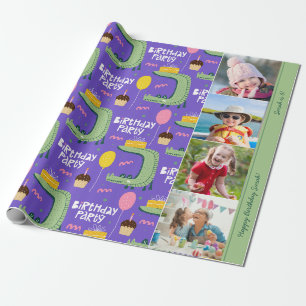 Papier Cadeau Alligator Motif fête d'anniversaire Texte et photo