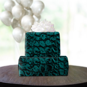Papier Cadeau Alligator Turquoise Faux Cuir