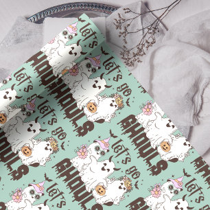 Papier Cadeau Allons Gouls Drôle Boho Halloween Ghosts