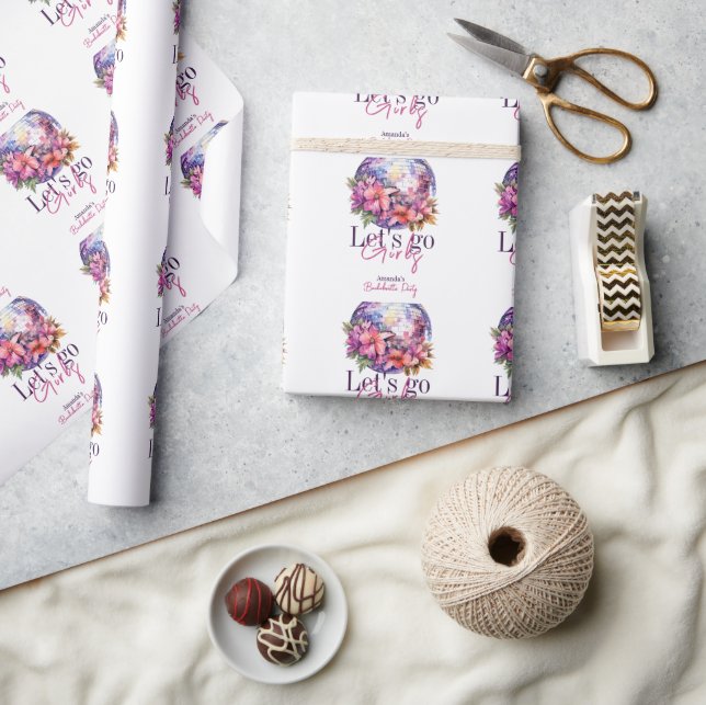 Papier Cadeau Allons-y les filles Dernière Disco de Fille Soirée (Artisanat)