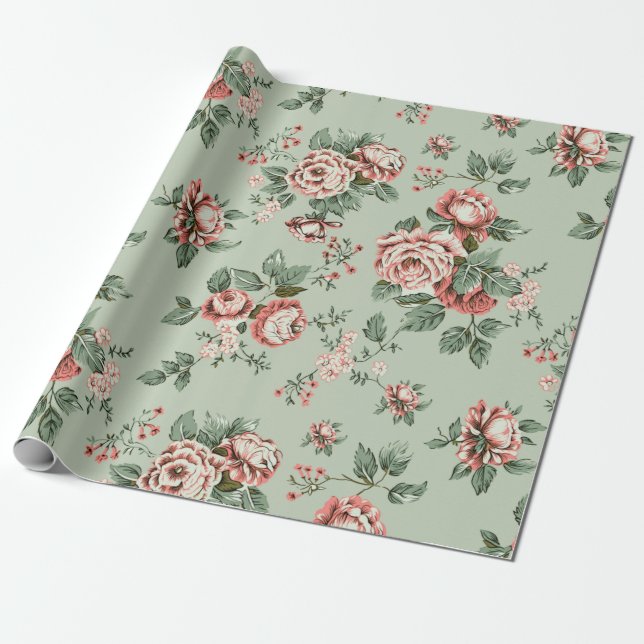 Papier Cadeau Allover multi motif flowers ornament Seamless patt (Déroulé)