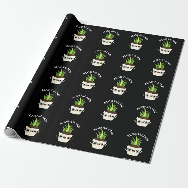 Papier Cadeau Aloe-llujah Funny Aloe Vera Pun Dark BG (Déroulé)