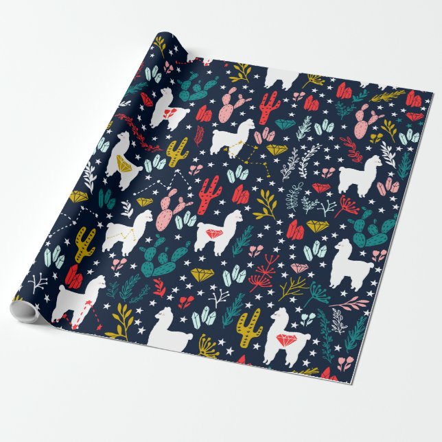 Papier Cadeau Alpaga mignon (Déroulé)