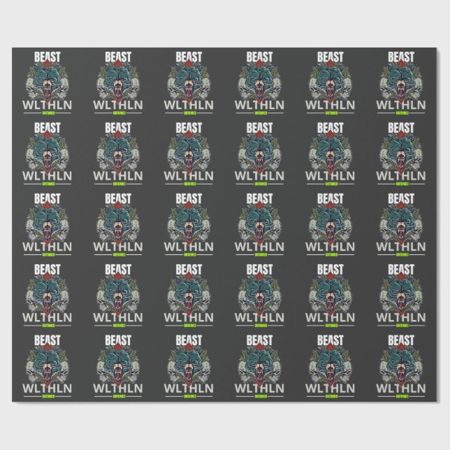 Papier Cadeau Alpha Beast _ Untamed Wolf Streetwear Fearless  (Plat)