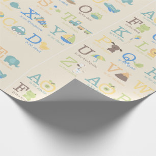 Papier Cadeau Alphabet Animaux Garçons Anniversaire Mignonnes Le