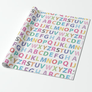 Papier Cadeau Alphabet Cute Arc-en-Ciel