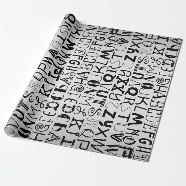 Papier Cadeau Alphabet Typographie Spécialité Enveloppe cadeau (Déroulé)