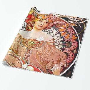 Papier Cadeau Alphonse Mucha Daydream Floral Vintage Art Nouveau