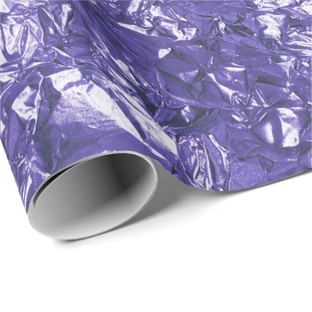 Papier Cadeau Aluminium Bleu Violet Métallique Rincé (Coin rond)