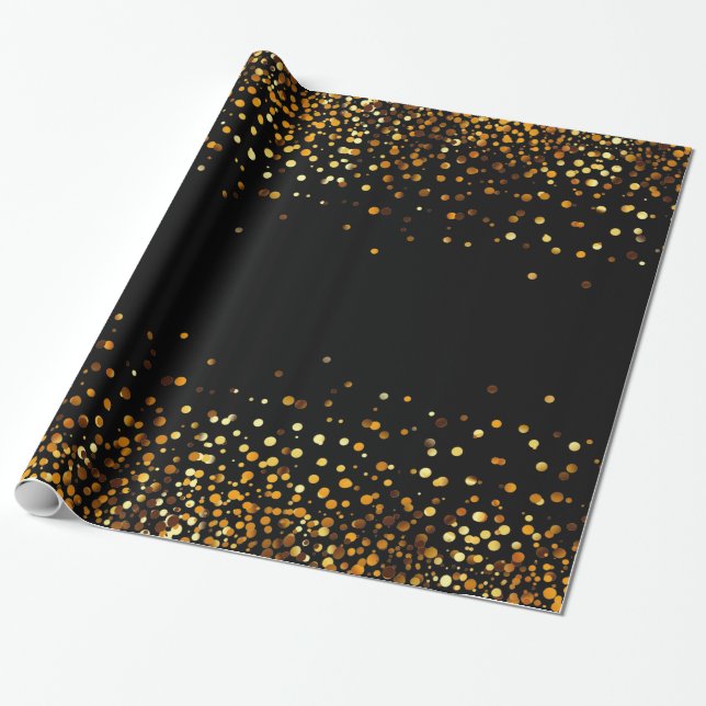 Papier Cadeau Aluminium noir de Faux de confettis de parties (Déroulé)