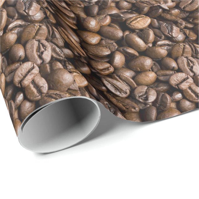 Papier Cadeau Amateurs de café haricots Arrière - plan Brown (Coin rond)
