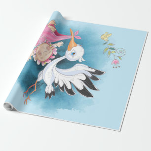 Papier Cadeau Amateurs de cigogne Stork Flies mignonne bébé fi