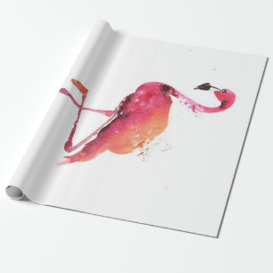 Papier Cadeau Amateurs de Flamant rose aquarelle Amoureux de F