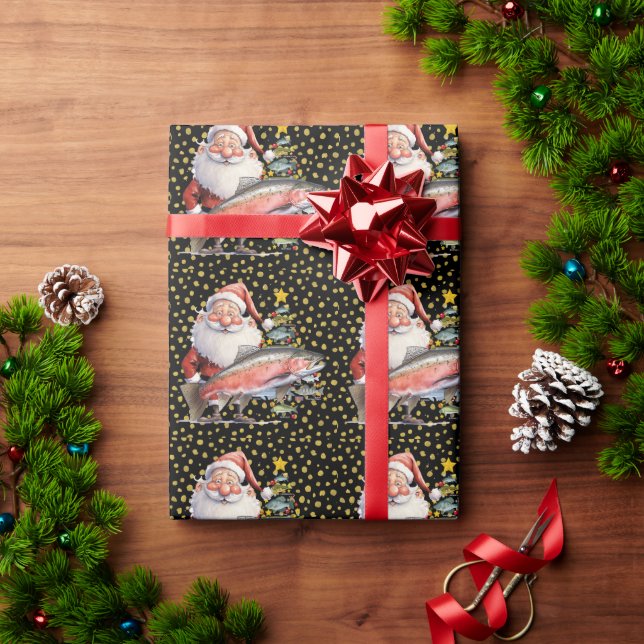 Papier Cadeau Amateurs de pêche Noël Père Noël (Cadeau de vacances)