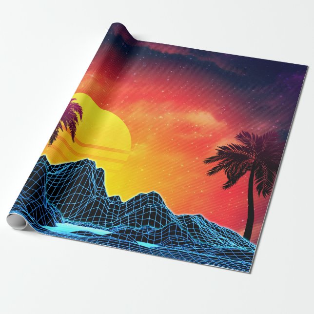 Papier Cadeau Ambiance esthétique et futuriste des années 80 (Déroulé)