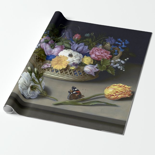 Papier Cadeau Ambrosius Bosschaert de fleur toujours la vie plus (Déroulé)