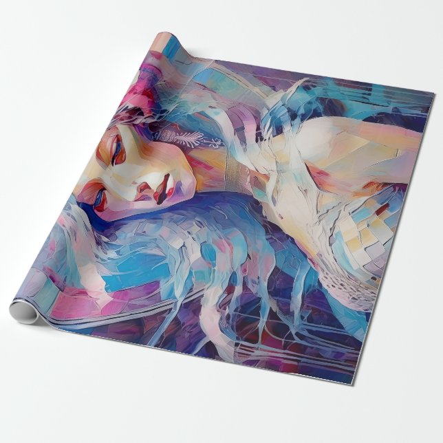 Papier Cadeau Âme d'un ange, Pastel Papier Collage (Déroulé)