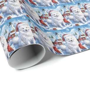 Papier Cadeau American Eskimo Dog Winter Wonderland Noël