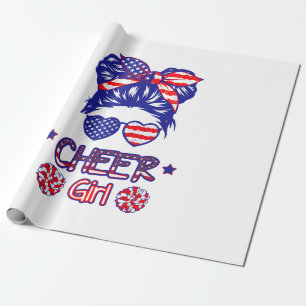 Papier Cadeau American Flag Cheer Girl 4 juillet USA Patriotic C