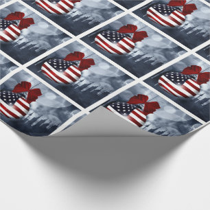 Papier Cadeau American Flag Christmas Orament and Skyline
