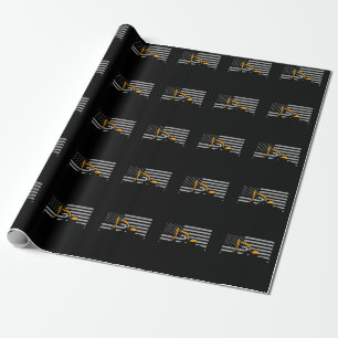 Papier Cadeau American Flag Excavator US Flag Construction
