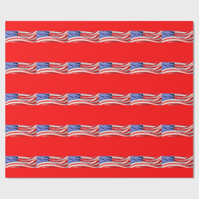 Papier Cadeau American Flag, vous pouvez ajouter du texte et tél (Plat)