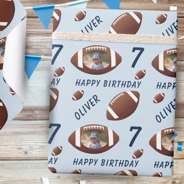 Papier Cadeau American Football Ball Joyeux Anniversaire Photo B (Créateur téléchargé)