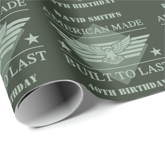 Papier Cadeau American Made 40th Birthday (Coin rond)