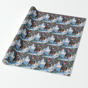 Papier Cadeau American Staffordshire Noël Festive Neige