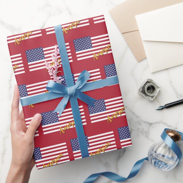 Papier Cadeau American Wrapping Paper, USA, patriote du drapeau  (Cadeaux)