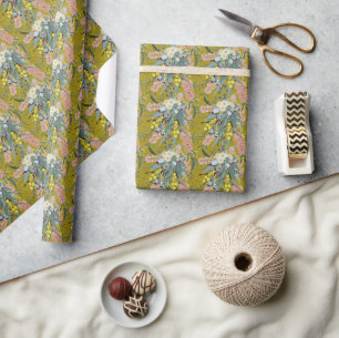 Papier Cadeau Amérindien Bush fleurit moutarde Jaune