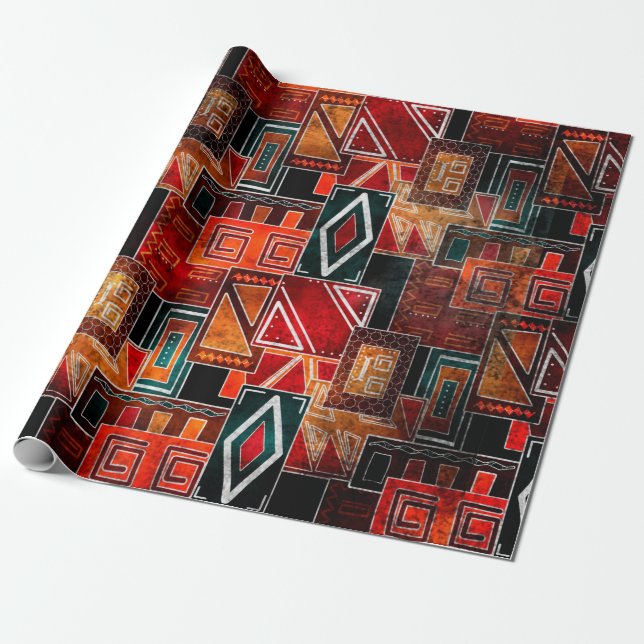 Papier Cadeau Amérindiens grunge ornemental motif arrière - plan (Déroulé)