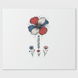 Papier Cadeau Amérique Fleurie Patriotique Vintage Vector Design