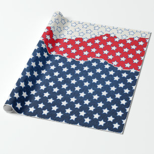 Papier Cadeau Amérique Red White & Blue Stars