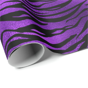 Papier Cadeau Améthyste de prune violette Tigres noirs Animal Ab