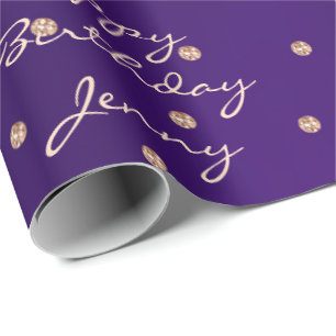 Papier Cadeau Améthyste personnalisé Rose violet or cristal Swar