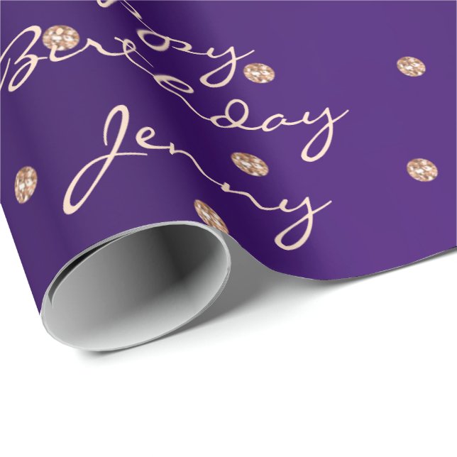 Papier Cadeau Améthyste personnalisé Rose violet or cristal Swar (Coin rond)