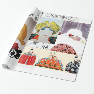 PAPIER CADEAU AMIE AVEC ROSE ROUGE, STUME DE BEAUTÉ ART DÉCO