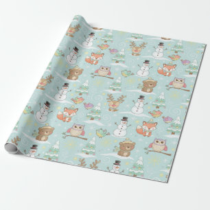 Papier Cadeau Amis de la forêt hivernale – Joli motif de vacance