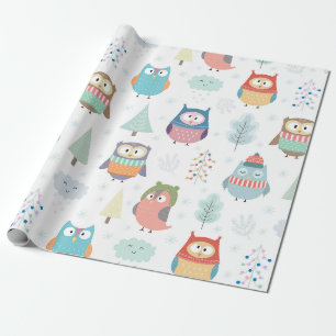 Papier Cadeau Amis de l'arbre de Noël  Chouettes festives mignon