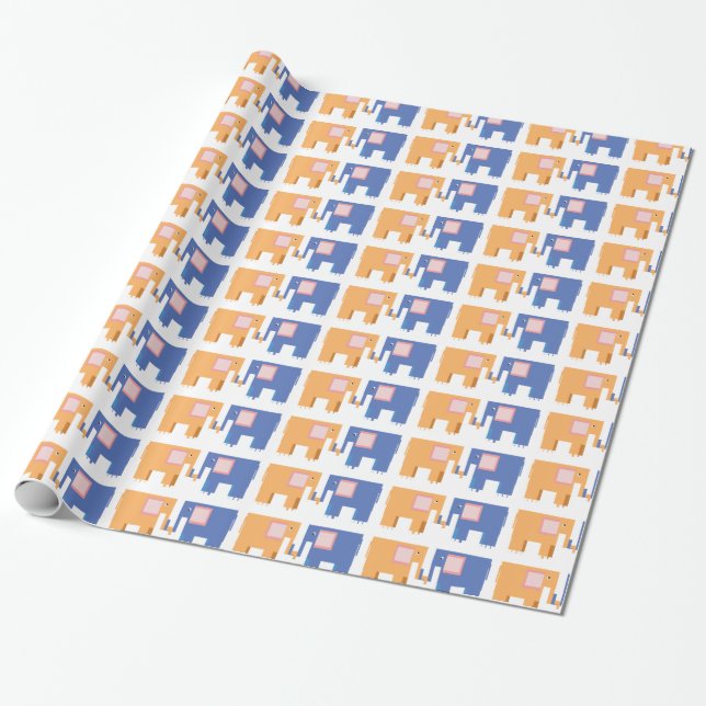 Papier Cadeau Amis éléphants (Déroulé)
