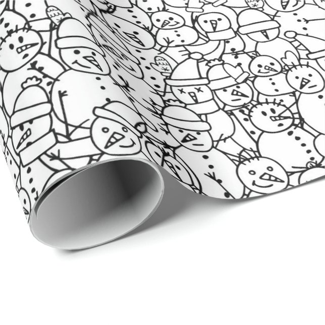 Papier Cadeau Amis Snowmen - Enfants Coloriage Papier (Coin rond)