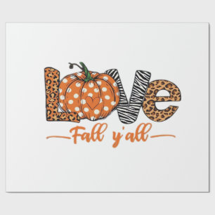 Papier Cadeau AMOUR À l'automne à tous Imprimé léopard Citrouil