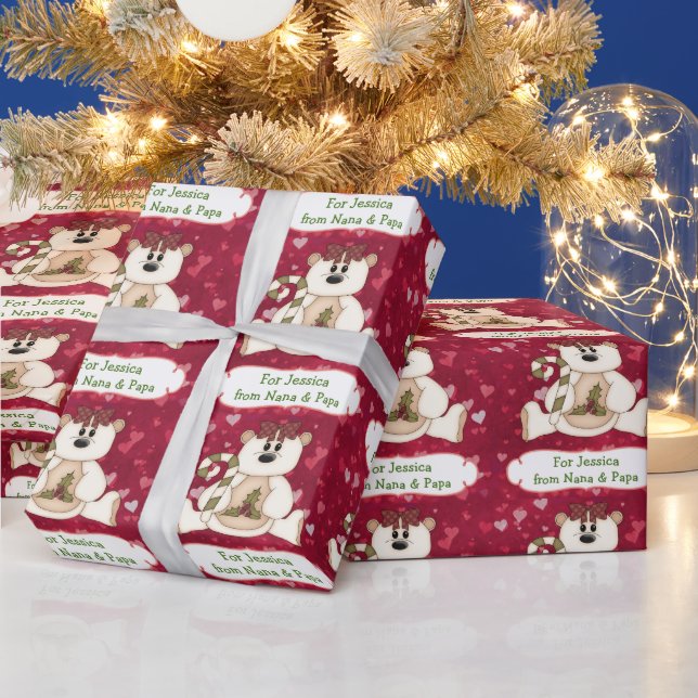 Papier Cadeau Amour Bear Grand-Enfant Noël personnalisé (Vacances)