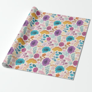 Papier Cadeau Amour Fleurissant Fleurs Romantiques Rose Violet M