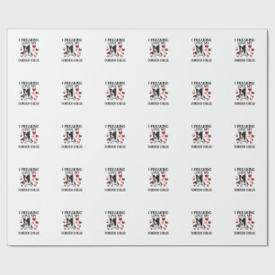 Papier Cadeau Amour fou pour Border Collie Dog Hearts_1