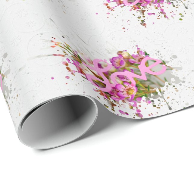Papier Cadeau Amour mariage Dans Le Cadre De Splash (Coin rond)