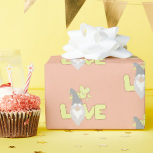 Papier Cadeau Amour mignon Valentines Jour Gnome Rose Jaune S